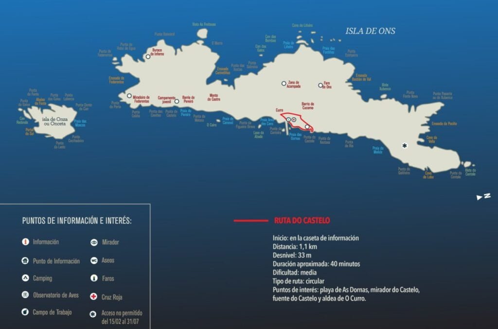 Isla de Ons Guía 2025: Qué Ver, Autorización, Billetes, Rutas, Playas y Alojamientos 7 Ruta Do Castelo Isla de Ons