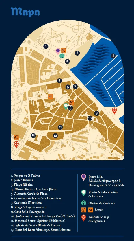 Programa Arribada 2025: Descubre la Fiesta de la Arribada en Baiona 2 Mapa Arribada 2025